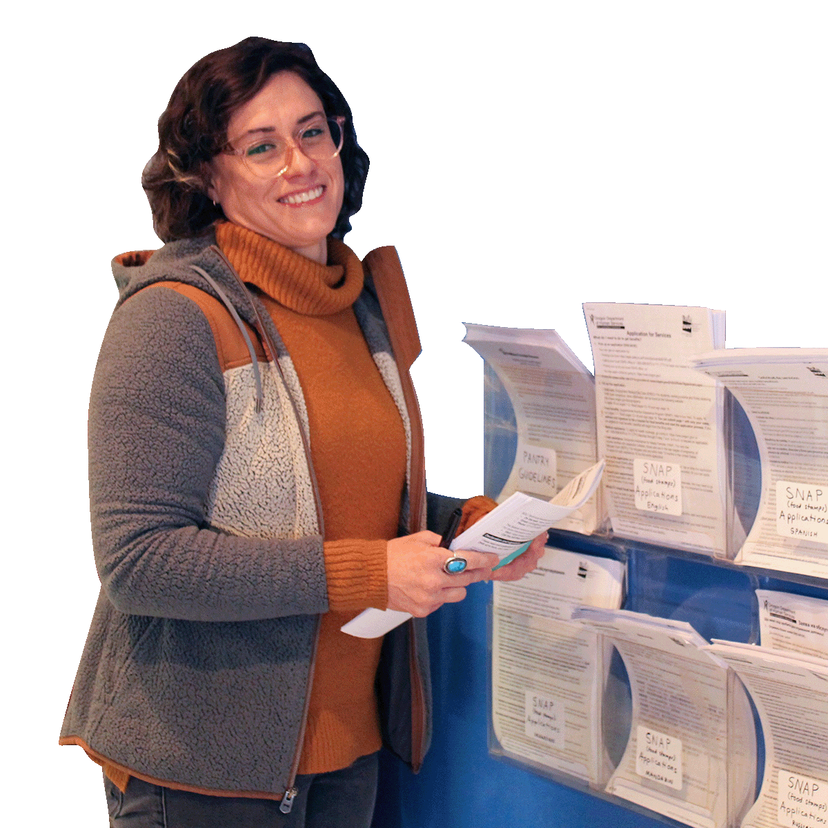 WTH staff restocks SNAP applications